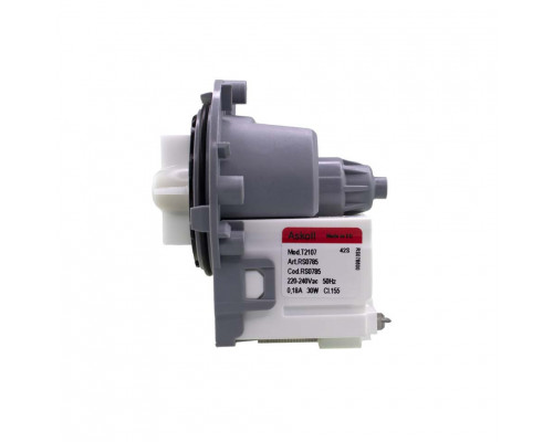 Сливной насос (помпа) 40W, Askoll для Ariston, AEG, Indesit, Electrolux, Zanussi, Candy, LG, Bosch, Whirlpool, Samsung, Al-обмотка, клеммы сзади раздельно, на винтах, 220V (PMP026UN), Р000А
